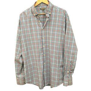 Peter Millar Summer Comfort Red White Blue Button Down Long Sleeve Shirt Sz L